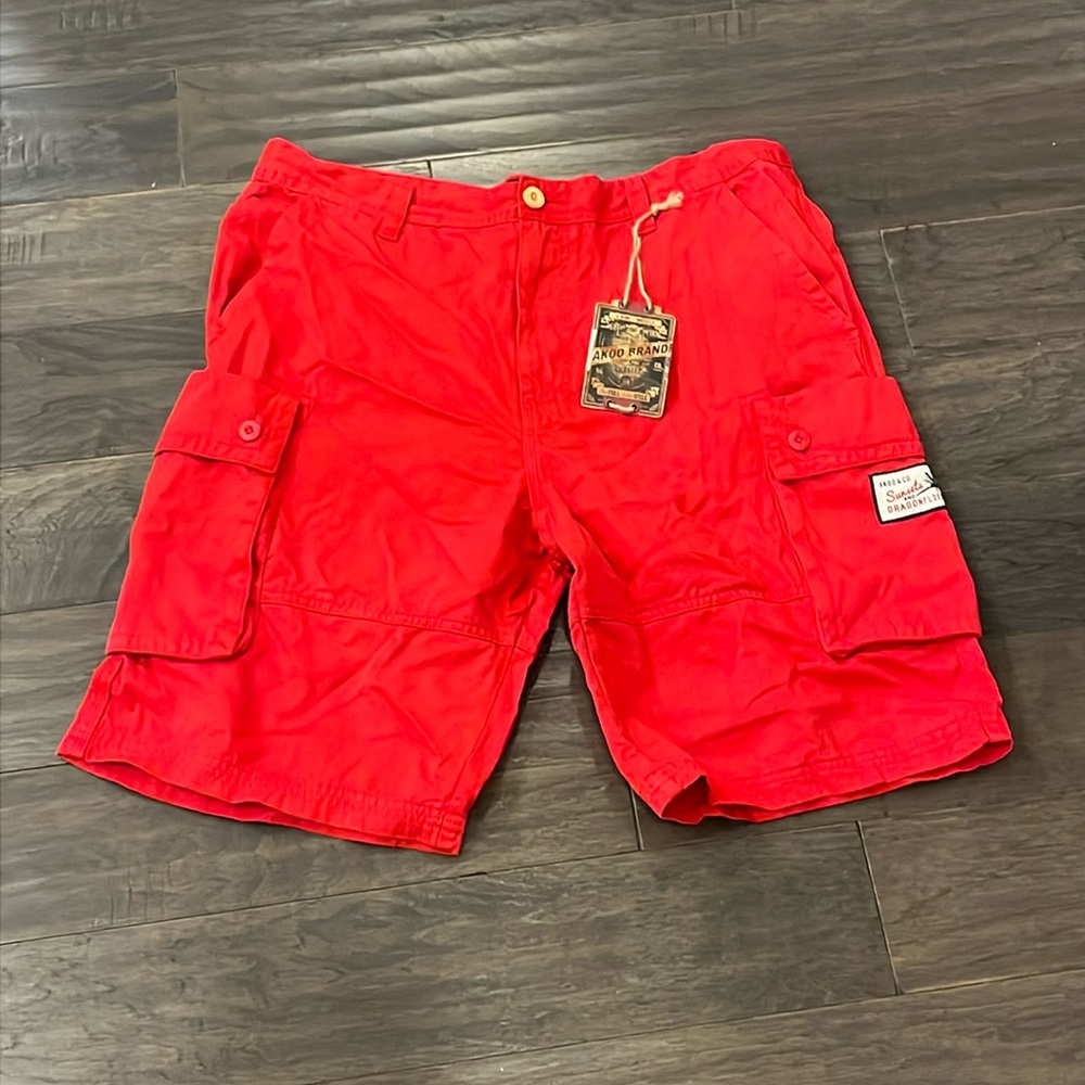 Akoo Brand Getaway Formula One Red Cargo Shorts new Mens Size 38